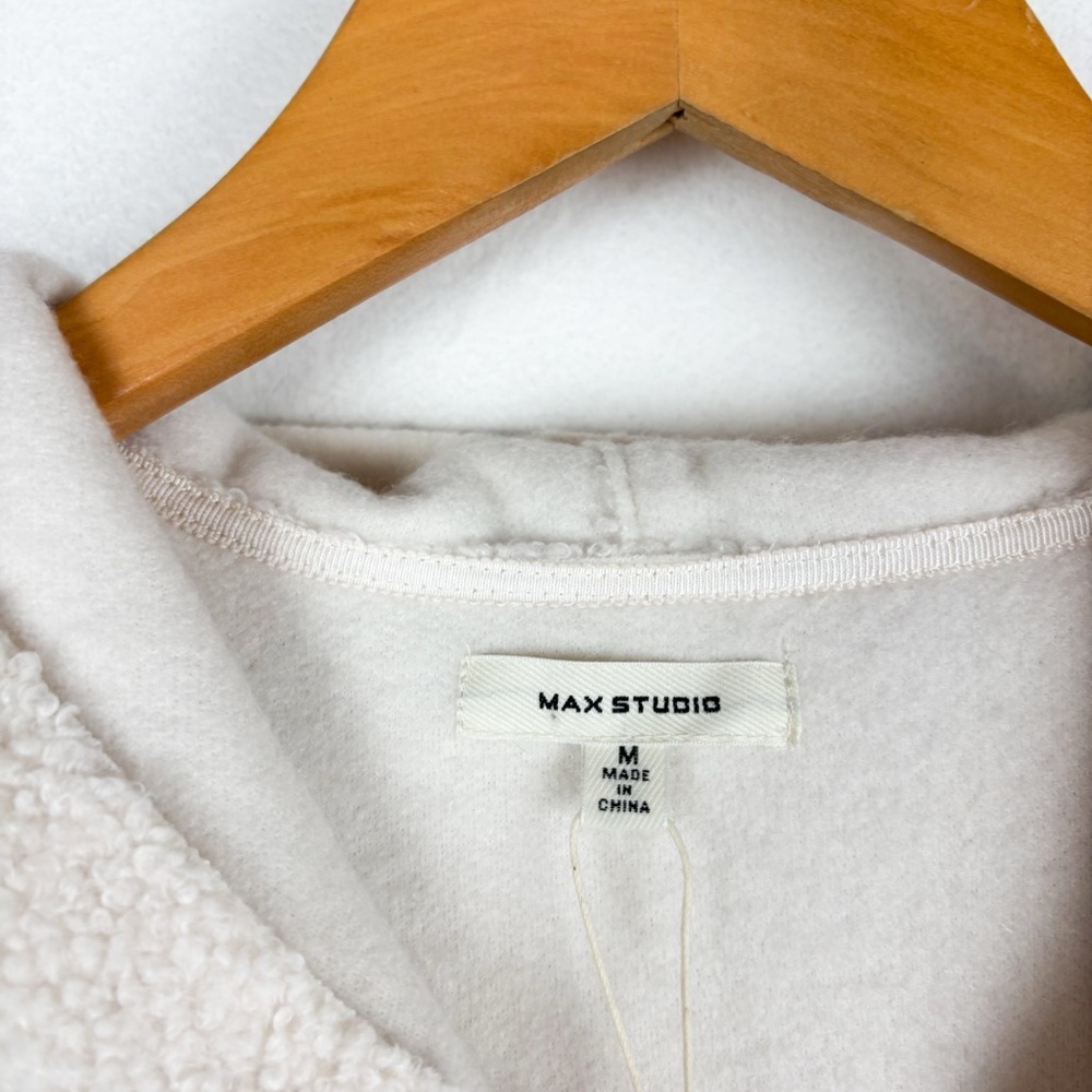 NWT Max Studio Cream Sherpa Clasp Front Jacket Sz M - Picture 5 of 10